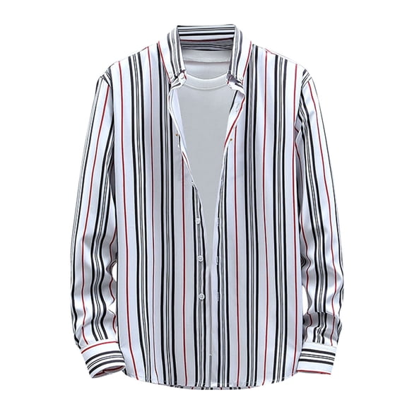 WREESH Men's Striped Shirt Long Sleeve Button Down Business Casual Top with Contrast Modern Office Wear