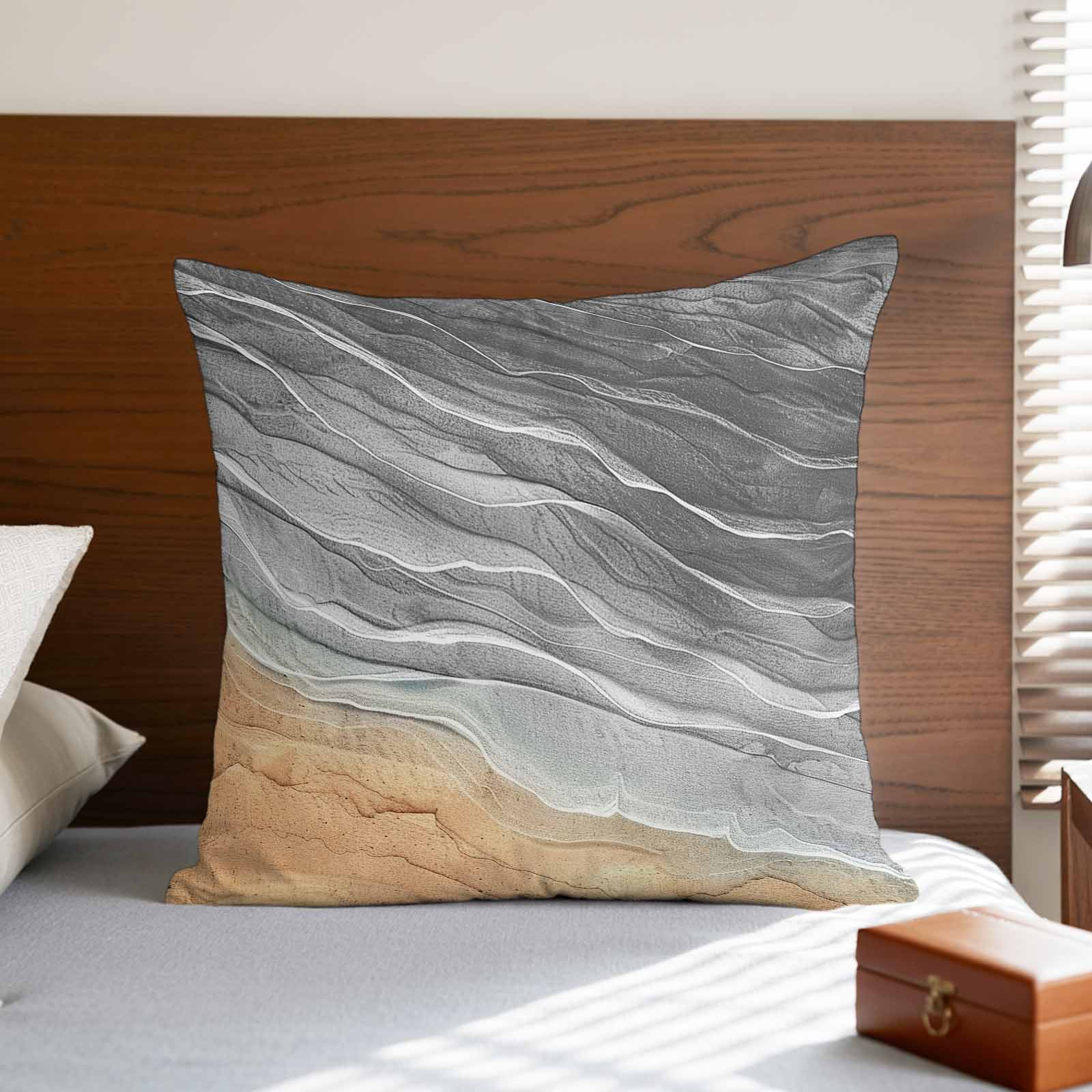 Pillow Covers 26x26 Inch, Grey Ombre Coastal Linen Pillowcase with Invisible Zipper, Summer Nautical Beach Ocean Seaside Decorative Throw Pillow Covers Cushion Case for Couch Sofa Bed Living Room