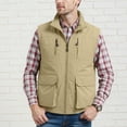 thumbnail image 2 of Big & Tall Men's Sleeveless Utility Fishing Vest Mesh Liner Stand Collar Full Zip Cargo Workwear Jacket for Hiking Travel Quick Dry Lightweight Solid Color, 2 of 7
