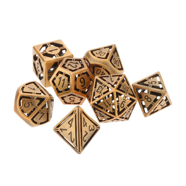 Dados poliédricos 7 unids / pack de dados de resina poliédrica multifacética y de metal hueco para de dragón DnD D&D dados de juegos educativos Magideal Dados poliédricos