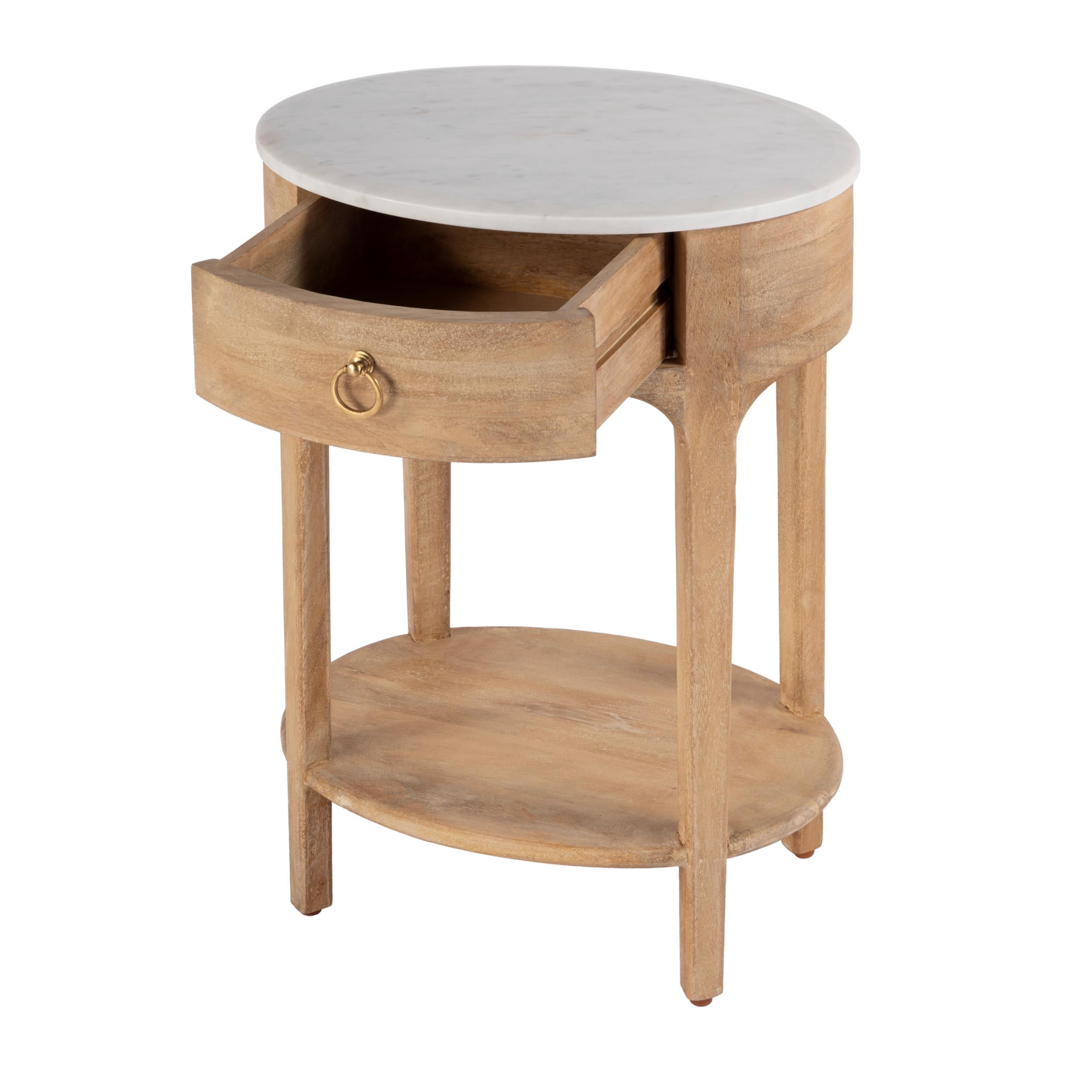 Butler Specialty Company Ellen Marble and Wood 1 Drawer Nightstand - Natural
