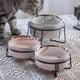 thumbnail image 2 of Cuenco de cerámica para gatos, comedero doble de mármol para perros y cachorros con soporte elevado, accesorios antideslizantes para comida y agua, productos n.° P021, 2 of 5
