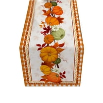 FeiFu Autumn Thanksgiving Table Runner Pumpkin Maple Leaf Pattern Coffee Table Living Room Dining Decor Table Linens Use