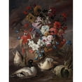 thumbnail image 3 of Andrea Belvedere 12x14 Black Modern Framed Museum Art Print Titled - Floral Still Life with a Parrot and Ducks, 3 of 5