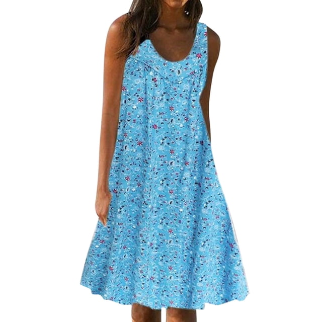 Outfmvch Robes d'Automne Robes pour Femmes Robe Bleue Robe Grande Taille Contraste Bloc de Couleur Imprimé Noué devant Col en V Taille Haute Robe Midi Ligne A Robes pour Femmes Bleu Clair 4TG