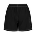 thumbnail image 3 of Timoontee Women's Solid Swim Board Shorts with Pockets Drawstring Quick Dry Water Shorts for Beach Pool Summer Vacation Black L, 3 of 5