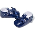 thumbnail image 3 of 2pcs/Set Newborn Baby Girl Princess Mary Jane Shoes Toddler Infant Wedding Dress Flat Shoes with Free Headband, 3 of 7