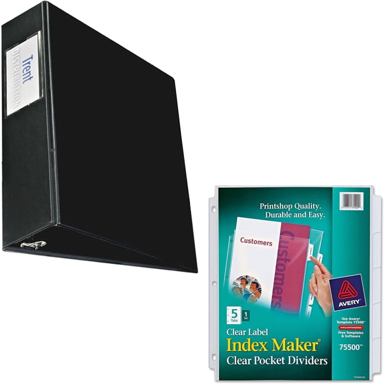 Avery Durable Slant Ring Binders with Label Holders and Avery Index Maker Clear Pocket View Dividers Bundle