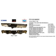 REAR STEP BUMPER ASSEMBLY; CHROME; WITH PARK ASSIST SENSOR HOLES; WITH BASE TOW; INCLUDES BOTH BUMPER ENDS/BASE TOW HITCH WITH BOTH