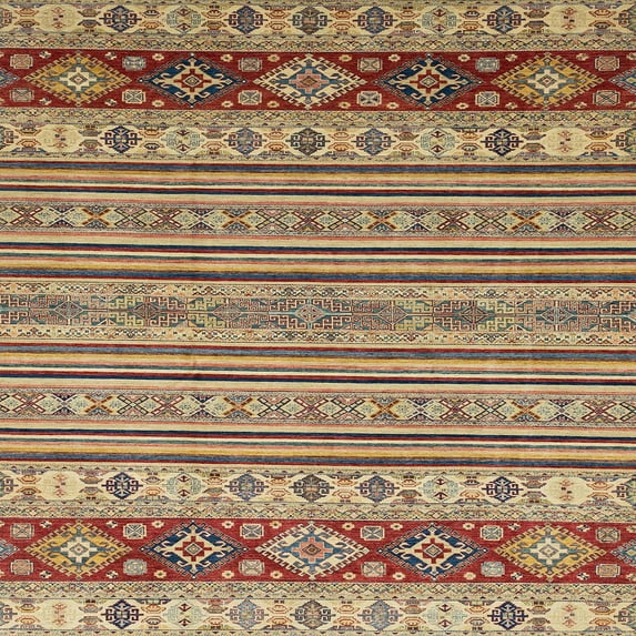 Ahgly Company Machine Washable Indoor Square Abstract Chestnut Brown Area Rugs, 7' Square