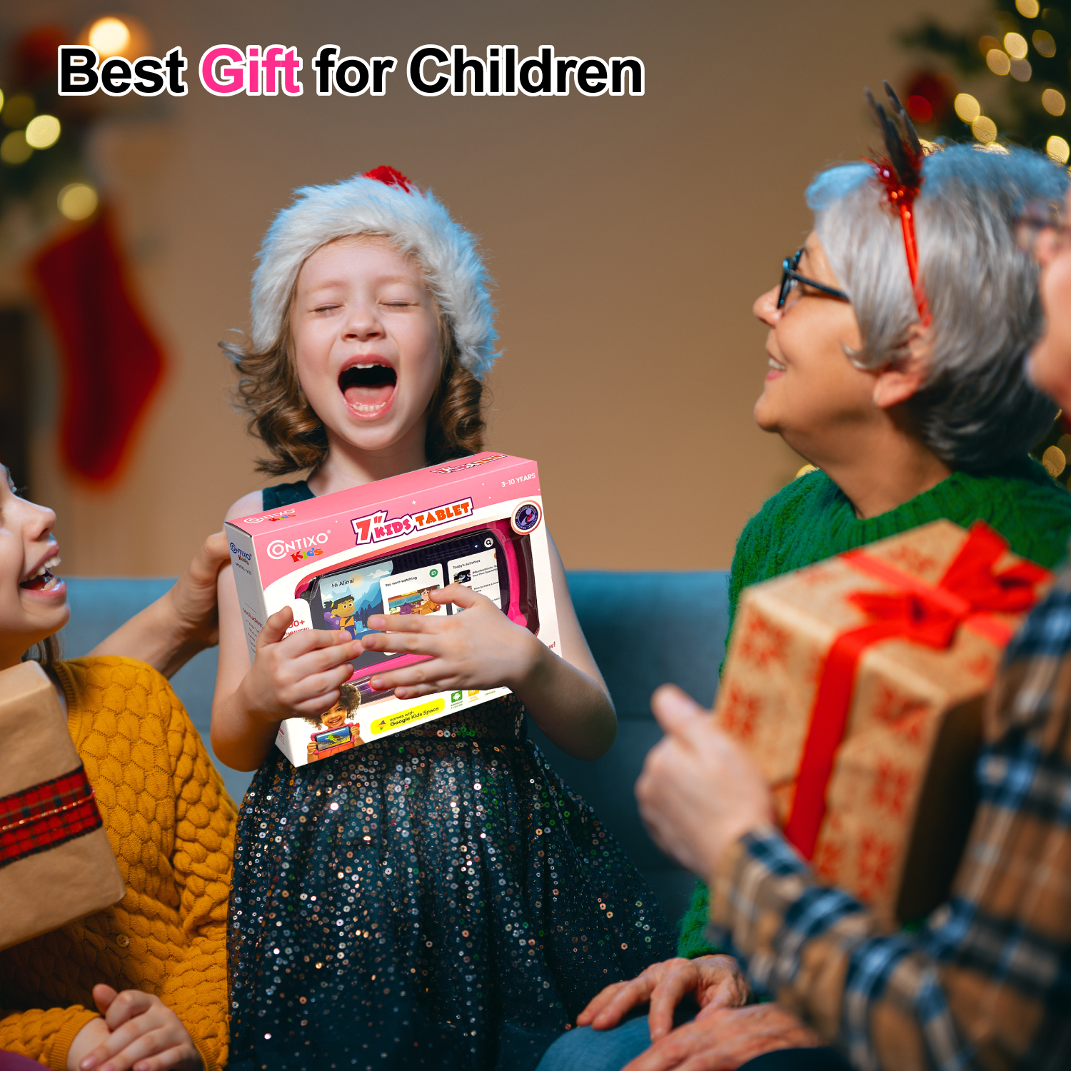 Contixo 7" Kids Tablet Bundle, 50 FREE Disney Storybooks, Educational Android Tablet for Ages 3-12, 32GB, STEM Learning, Parental Controls, with Kid-Safe Headphones & Case - Pink