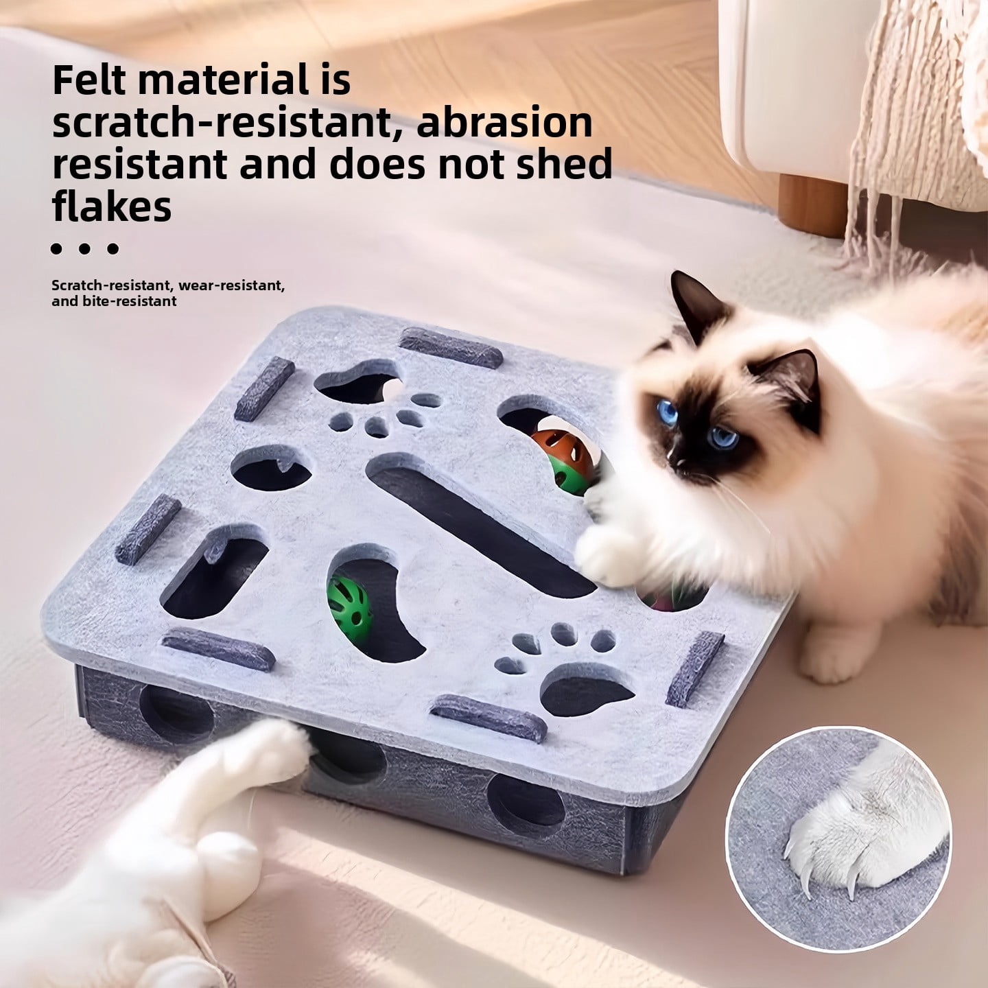 Cat Toy Maze Hole Felt Box Self-Entertainment Boredom Relief Artifact Kitten Pet Cat Puzzle Teaser Bell Ball