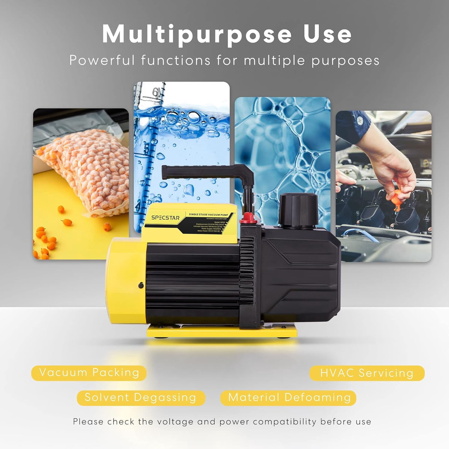 VIVOHOME 110V 1/4 HP 3.5 CFM Single Stage Rotary Vane HVAC Air Vacuum Pump for R12 R22 R134a R410a Systems 330ml Oil Included