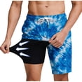 thumbnail image 4 of Miqool Men's 2 in 1 Swim Trunks with Compression Liner, Quick Dry Beach Shorts with Pockets, Summer Hawaiian Print Bathing Suit for Swimming Surfing, 4 of 9