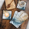 thumbnail image 5 of Blue Gold Marble Pattern Kitchen Oven Mitt and Pot Holder Sets 4 Pcs for Baking, Cooking and Grilling, Heat Resistant Up To 392 °F, 5 of 7