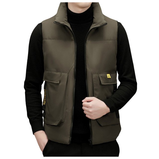 Men's Quilted Zip Front Sleeveless Jacket Lightweight Packable Outdoor Sport Vest For Cold Weather