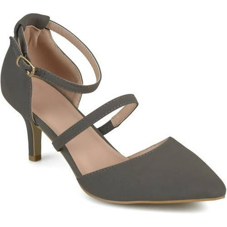 - Women's Double Strap Faux Suede Pointed Toe Pumps
