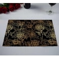 thumbnail image 2 of PKQWTM Gold Elegant Roses Petals Old Engraving Gold Rose Black Kitchen Dining Table Mats Placemats Size 12x18 Inches, Set of 2 Pieces, 2 of 2