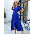thumbnail image 5 of Women'S Long Formal Dresses Split Elegant V Neck Wrap Ruffle Wedding Guest Dresses Blue M, 5 of 9