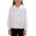 thumbnail image 2 of Blusas y camisas de cuello redondo y manga larga para la temporada de apertura de la escuela para niñas Zhongda Camisa de cuello alto con ribete de encaje y manga larga para niñas como prenda interior, 2 of 9