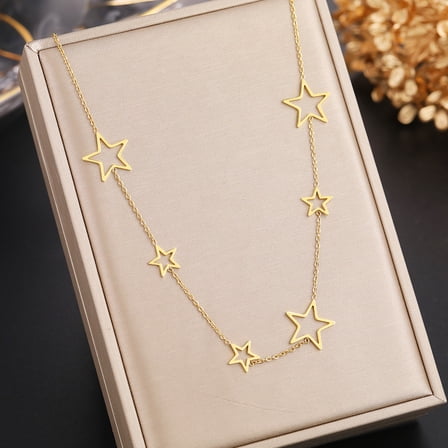 304 Stainless Steel Star Link Chain Necklaces for Women Golden 15.75 inch(40cm) 304 Stainless Steel