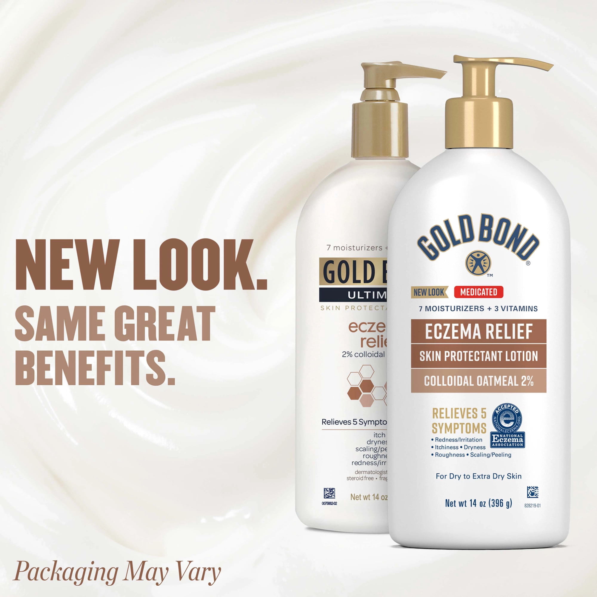 (3 pack) Gold Bond Medicated Eczema Relief Skin Protectant Lotion, 14 oz., Gold Bond Lotion With 2% Colloidal Oatmeal