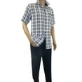 thumbnail image 2 of Men 2pc Walking Leisure Suit Short Sleeves By DREAMS Checker 282-01 Navy Blue, 2 of 8