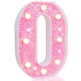thumbnail image 1 of Luces LED con letras en forma de marquesina rosa Pooqla con purpurina, letrero O, 1 of 7