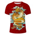 thumbnail image 4 of Qertyioot Hommes Imprimer Manches Courtes Col Rond T-shirt Mode Casual Pull Top Moins de 10 $, 4 of 5
