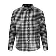 thumbnail image 4 of VgaVtl Checkered Men's Long Sleeve Shirts Collared Clothes for Men Shirts Button down Holiday Big and Tall Black Loose Shirts,M, 4 of 6