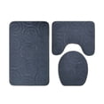 thumbnail image 2 of Bewildely Juego de alfombrillas de baño fáciles de limpiar e impermeables de 3 piezas, alfombrilla de baño ecológica elegante y Juegos de accesorios de baño azul oscuro, 2 of 6