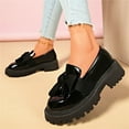 thumbnail image 6 of Juebong Womens Loafers Shoes Chunky Penny Loafer Lug Sole Bowknot Comfortable Slip On Work Office Business Casual Dress Shoes Black,37, 6 of 8
