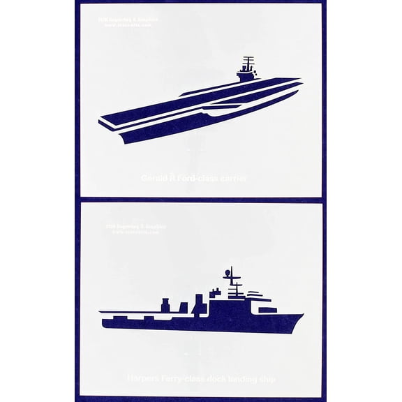 US Navy Ships-2 Piece 14 Mil Mylar Stencil Set Harpers, Ford
