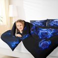 thumbnail image 3 of Homewish Halloween Skull Skeleton Queen Comforter Set,Goth Romantic Rose Comforter Sets Queen,Navy,Black Reversible,3-Piece,1 Comforter and 2 Pillowcases, 3 of 7