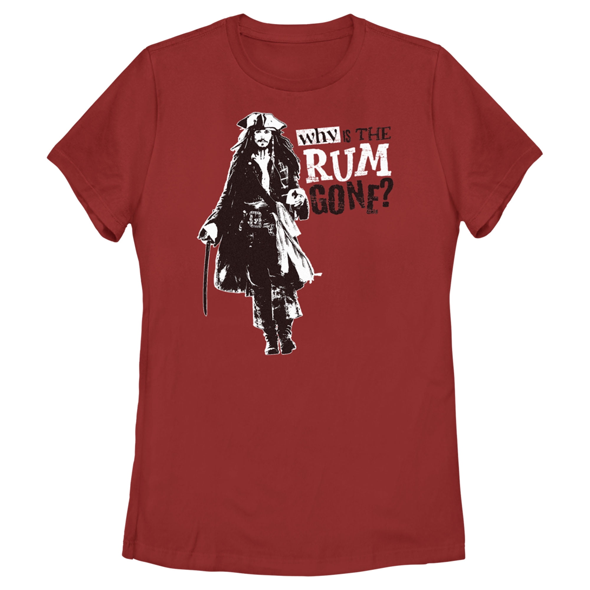 Women's Pirates of the Caribbean: Dead Man's Chest Jack Sparrow Why is the  Rum Gone T-Shirt - Red - 2X Large