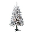 thumbnail image 1 of Holiday Time Greenfield 4' Pre-Lit Regular Full Flocked Pine Christmas Tree - Green, 1 of 5