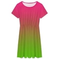 thumbnail image 3 of Pink Green Gradient Short Sleeve Dress Women Summer Evening Dresses Ladies Sundress, 3 of 7