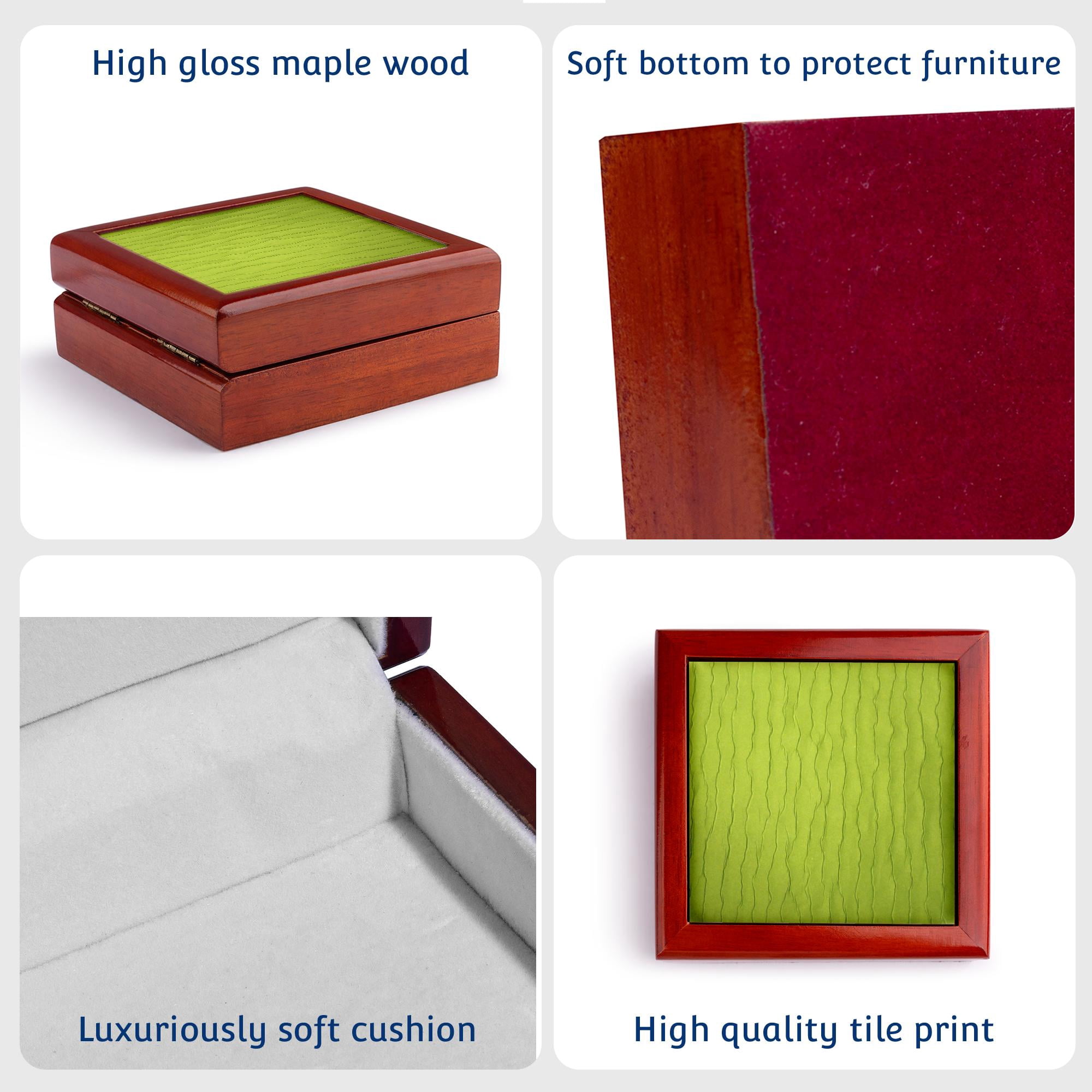 3dRose, Lime Green Silk, Jewelry Box 5.5x5.5 inch with 4 inch tile