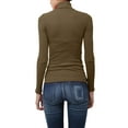 thumbnail image 3 of J. METHOD Women's Light Weight Basic Long Sleeve Turtleneck Knit Ribbed Shirt Sweater Mock Neck Top NEWT88 Olive 1XL, 3 of 6