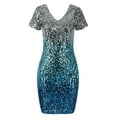 thumbnail image 7 of PrettyGuide Women's Sparkly Sequin Dress Sexy V Neck Short Sleeve Mini Cocktail Club Bodycon Homecoming Dresses, 7 of 7