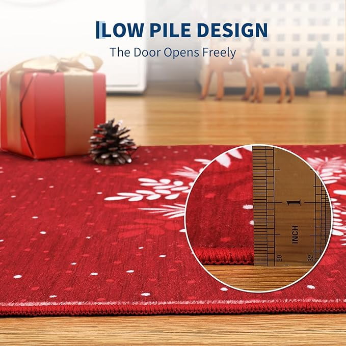Runner Rug 8x10 Christmas Hallway Carpet Snowflake Washable Bedroom Carpet Xmas Holiday Decor Non Slip Kitchen Mat Indoor Decorative Throw Rug Dining Room Laundry Room Living Room