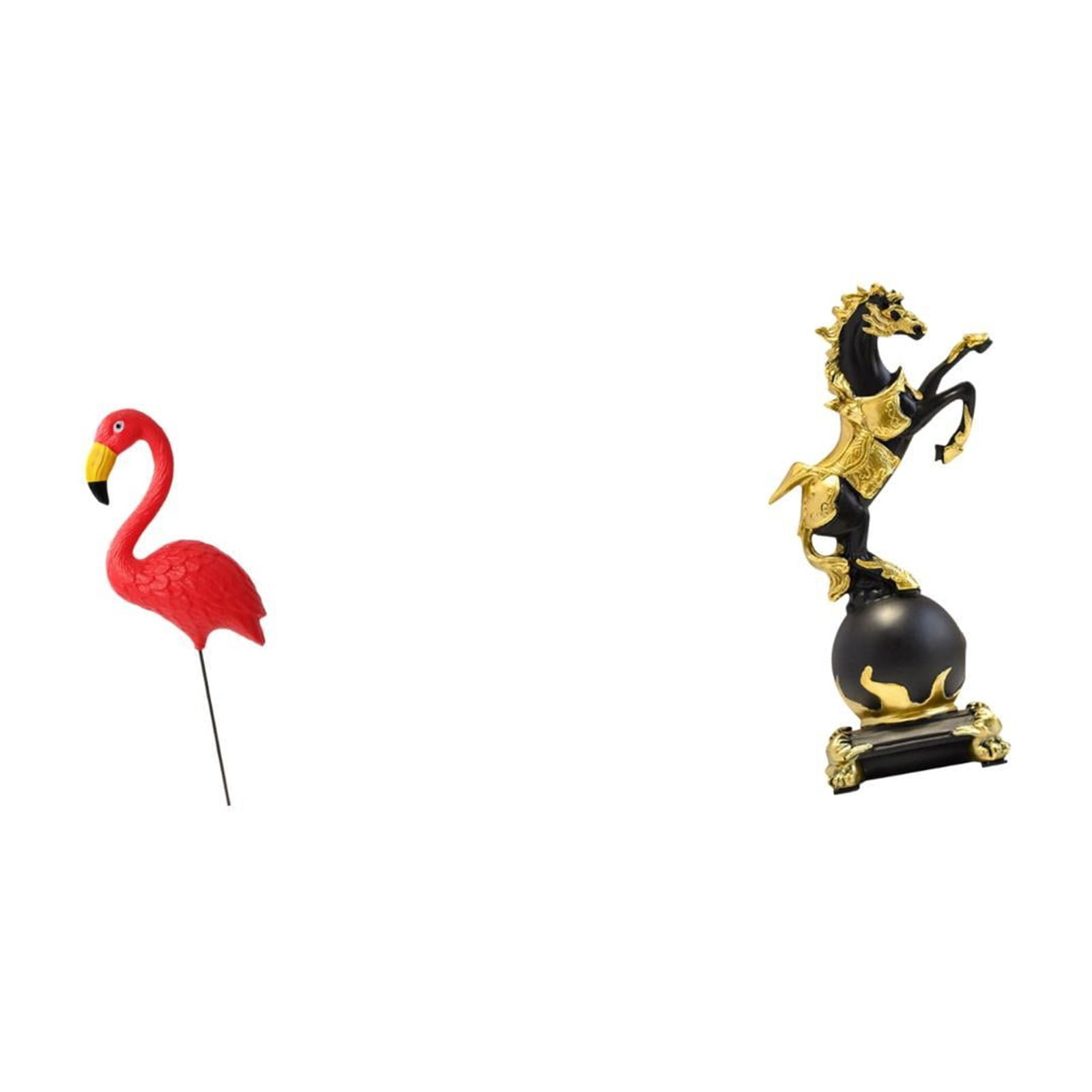 Dualoai Flamingo Horse Garden Statue Figurine Ornament Sculpture for Holiday Spring Modern Collection Tabletop Centerpiece Fireplace Living Room Desk Yard Art
