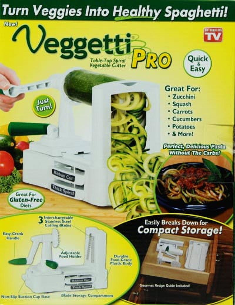 Veggetti Spiralizer - for Spiral - Curl Shaped Cutting - Dual Stainless  Steel Blades Noddle Strip - Easy to use Kitchen Tool - Vegetable Noodle  Maker - Peeler