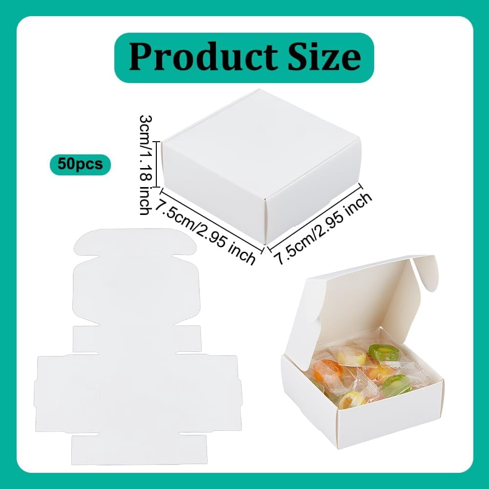 50Pcs Small Cardboard Boxes 3x3x1.2 Inch Square Jewelry Kraft Box Corrugated Mailer Box Brown Cardboard Present Boxes for Present Wrapping Packaging Small Items