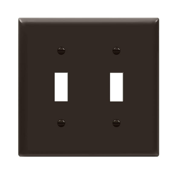 ENERLITES Double Toggle Switch Wall Plate Cover, 2-Gang, Unbreakable Polycarbonate Thermoplastic, UL Listed, 8812-BR, Brown