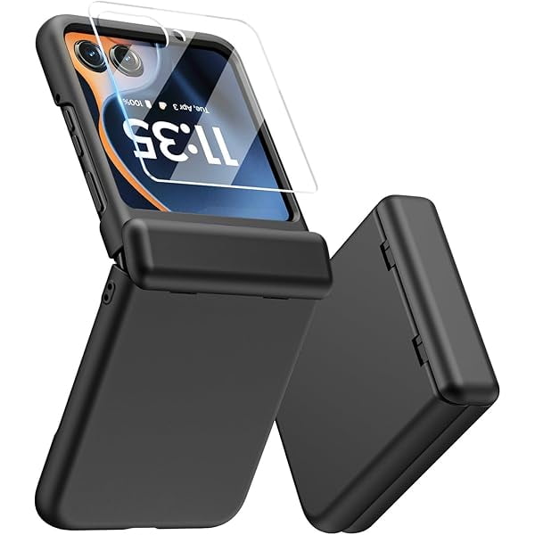 wonima11 for Motorola Razr 2025 Case, Built-in Outer Screen Protector & Hinge Protection, Slim Fit Hard Full Body Shockproof Phone Cover for Moto Razr 2025, Black