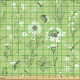 thumbnail image 2 of Ambesonne Nature Art Fabric by the Yard Upholstery, Pastel Nature Bees Flora, 3 Yards, Pistachio Green White, 2 of 5