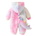 thumbnail image 6 of CUZIBR Dinosaur Baby Boy Girl Fuzzy Halloween Onesie Animal Romper Jumpsuit Tie Dye Hooded Zip Up Long Sleeve Lovely Cosplay Party Clothes,Pink,3-6 Months, 6 of 6