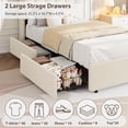 thumbnail image 4 of Bed Frame with 2 Storage Drawers, Upholstered Bed Frame Queen Size with LED Lights Headboard, No Box Spring Needed, Easy Assembly, 4 of 7