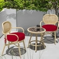 thumbnail image 5 of idee-home Outdoor Bistro Chair Cushions, 3“ Thick Round Seat Cushions Set of 4 with Ties, 15”x15”x 3” Waterproof Round Patio Chair Cushions for Outdoor Furniture, Round Chair Pads for Garden Red, 5 of 7